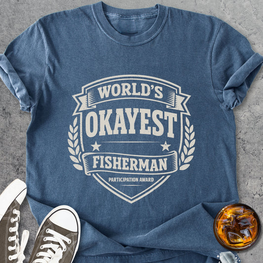 World's Okayest Fisherman - Vintage Heavyweight Tee