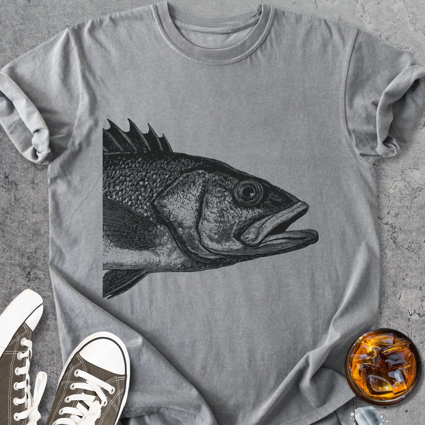 Classic Fish Woodcut - Vintage Heavyweight Tee