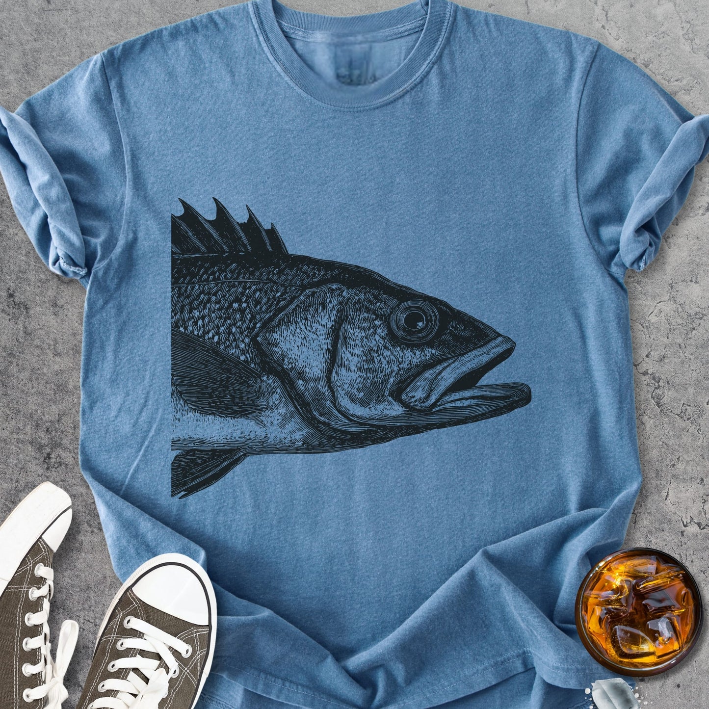 Classic Fish Woodcut - Vintage Heavyweight Tee
