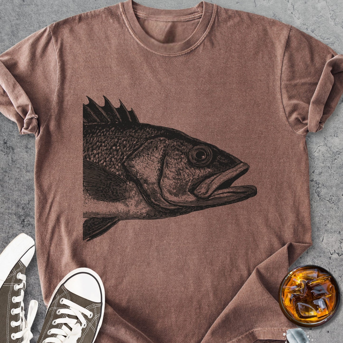 Classic Fish Woodcut - Vintage Heavyweight Tee
