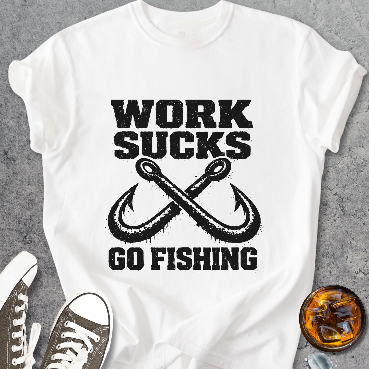 Work Sucks Go Fishing - Vintage Heavyweight Tee