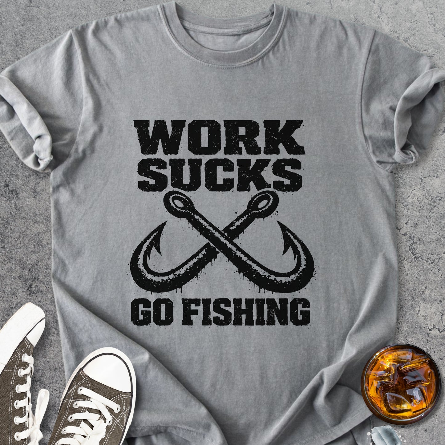 Work Sucks Go Fishing - Vintage Heavyweight Tee
