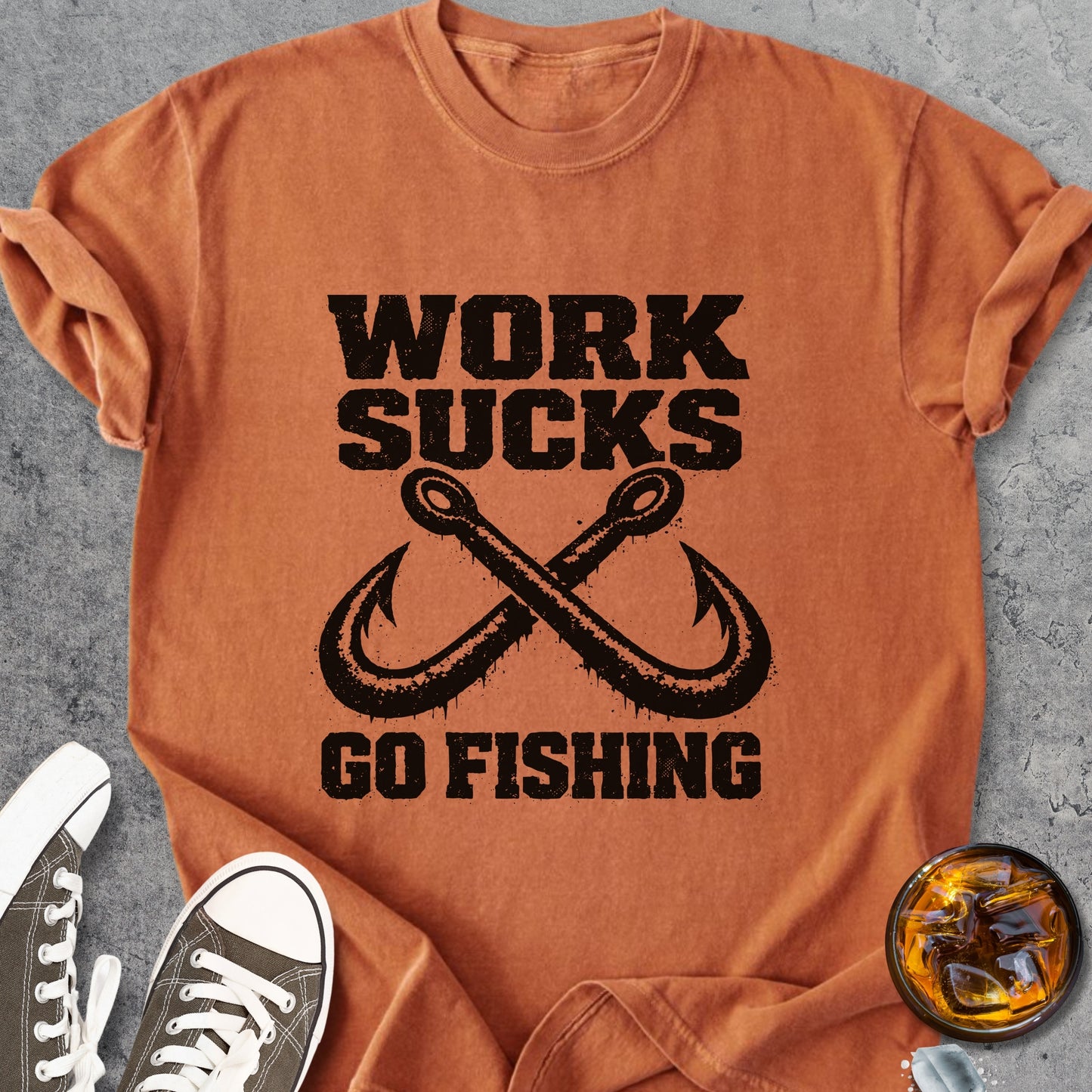 Work Sucks Go Fishing - Vintage Heavyweight Tee