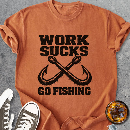 Work Sucks Go Fishing - Vintage Heavyweight Tee
