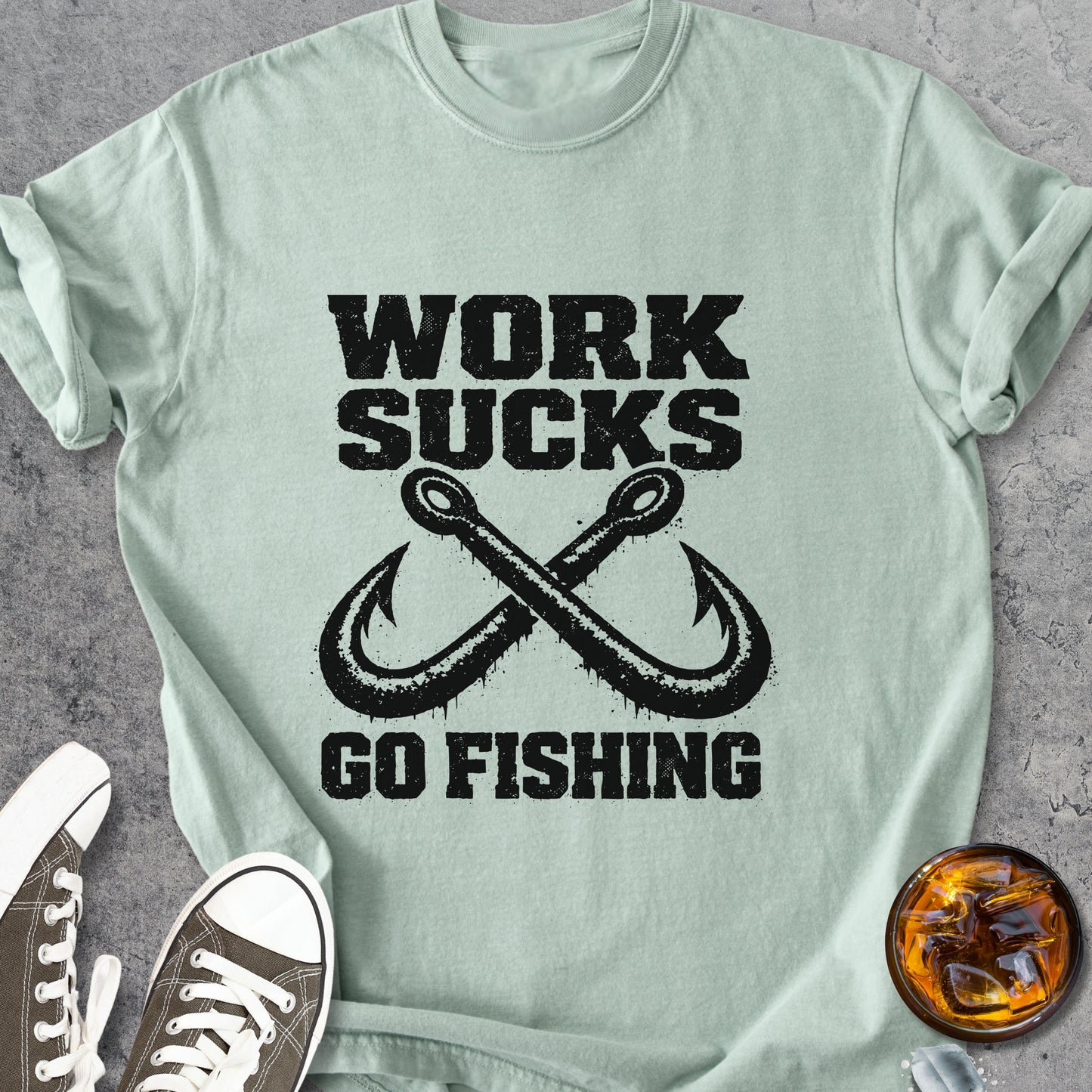 Work Sucks Go Fishing - Vintage Heavyweight Tee