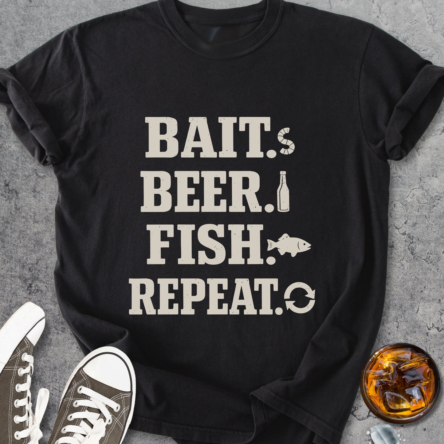 Bait Beer Fish Repeat - Vintage Heavyweight Tee