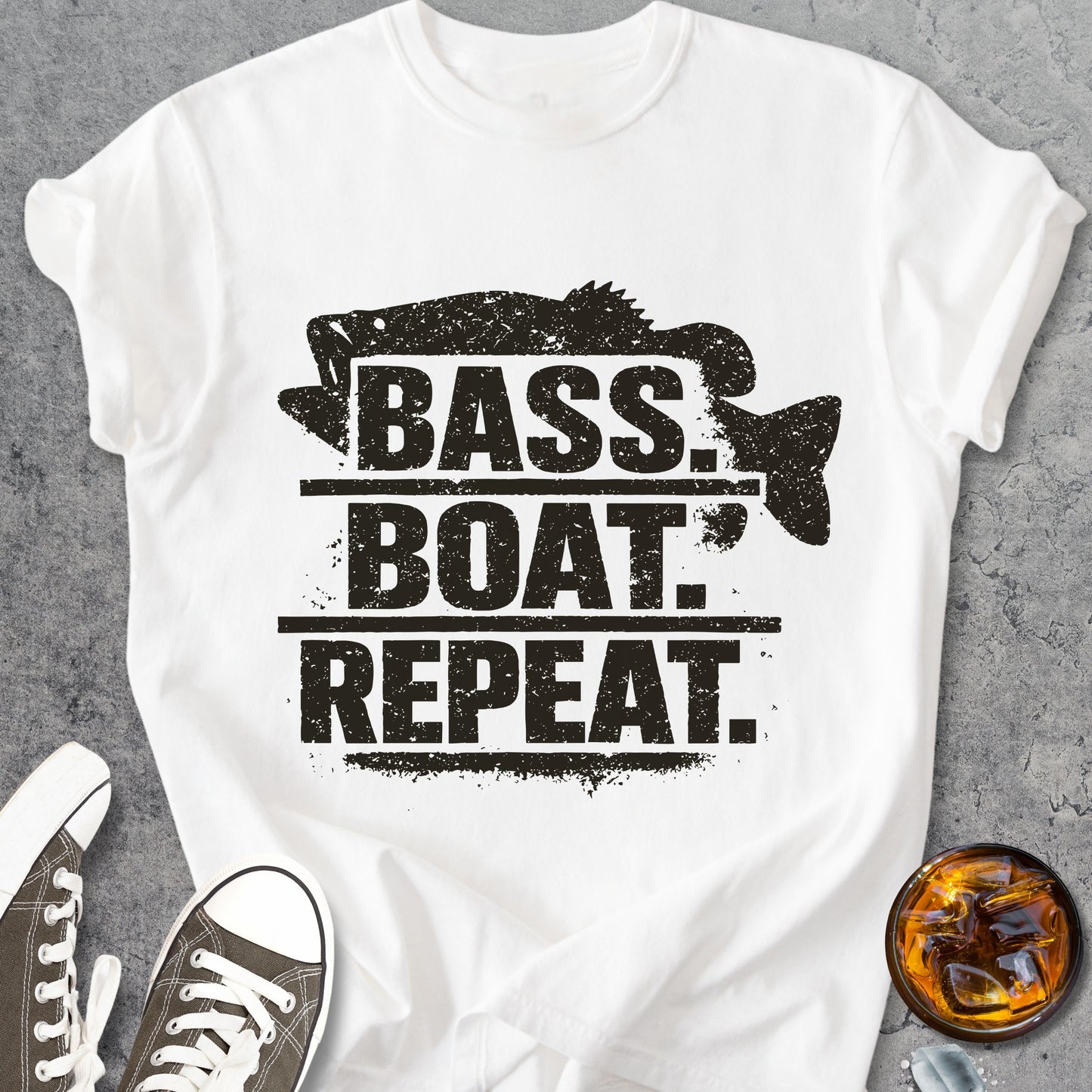 Bass Boat Repeat - Vintage Heavyweight Tee