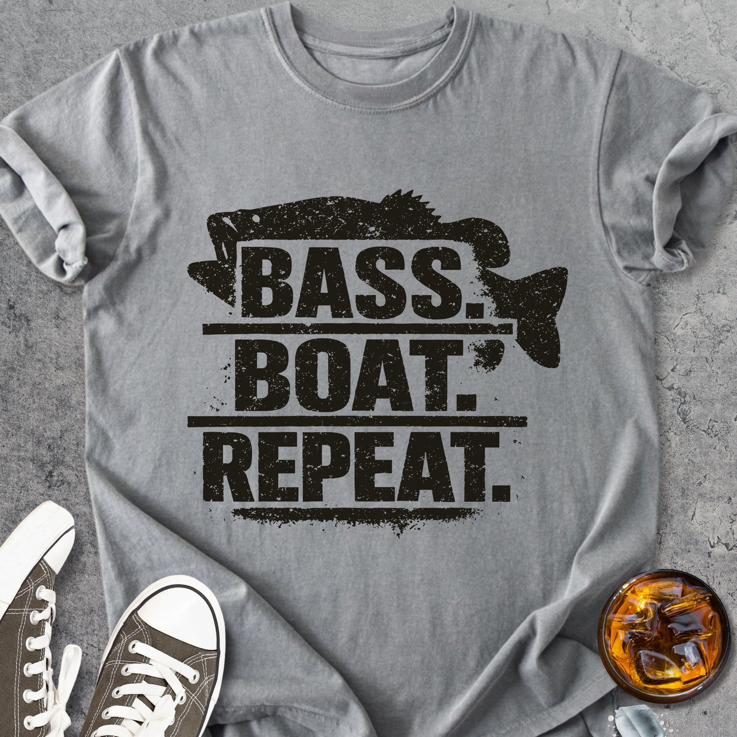 Bass Boat Repeat - Vintage Heavyweight Tee
