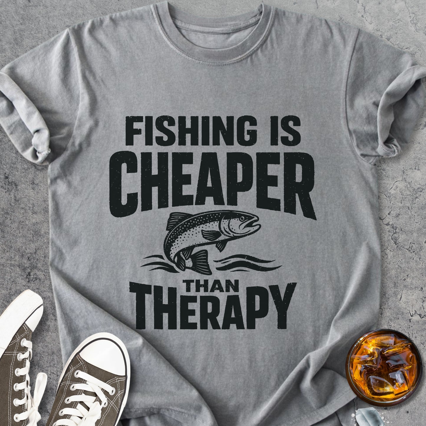 Fishing Cheaper Than Therapy - Vintage Heavyweight Tee