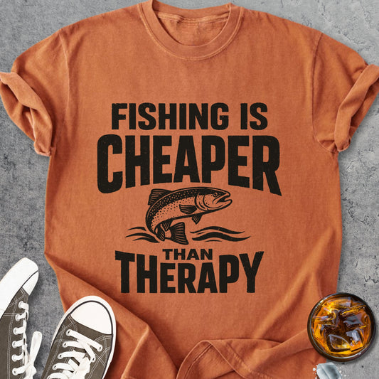 Fishing Cheaper Than Therapy - Vintage Heavyweight Tee