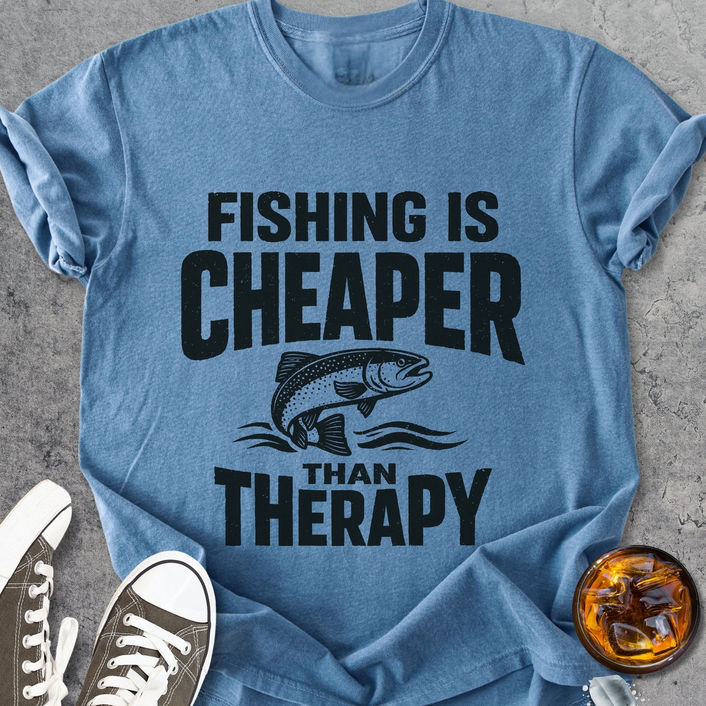 Fishing Cheaper Than Therapy - Vintage Heavyweight Tee