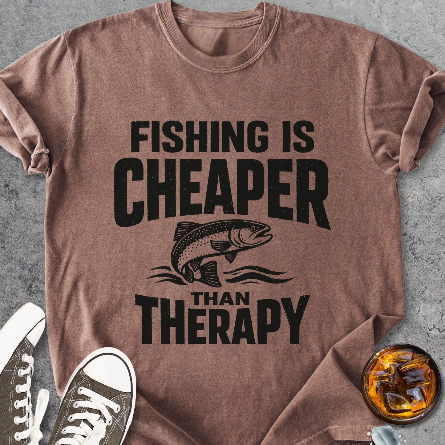 Fishing Cheaper Than Therapy - Vintage Heavyweight Tee