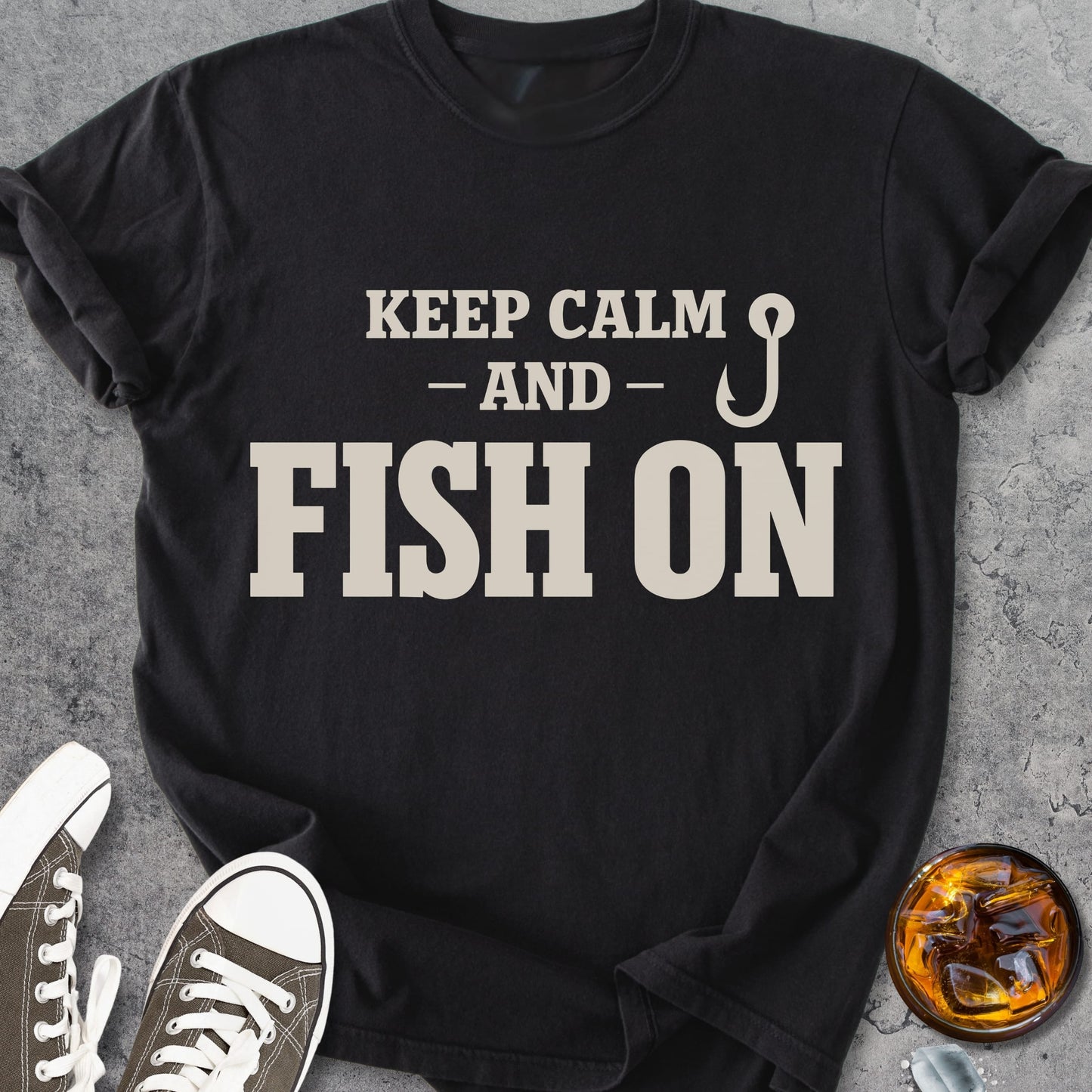 Keep Calm And Fish On - Vintage Heavyweight Tee