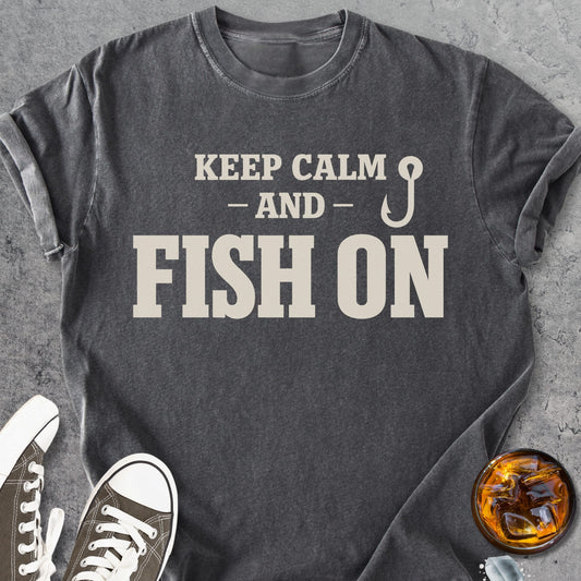 Keep Calm And Fish On - Vintage Heavyweight Tee