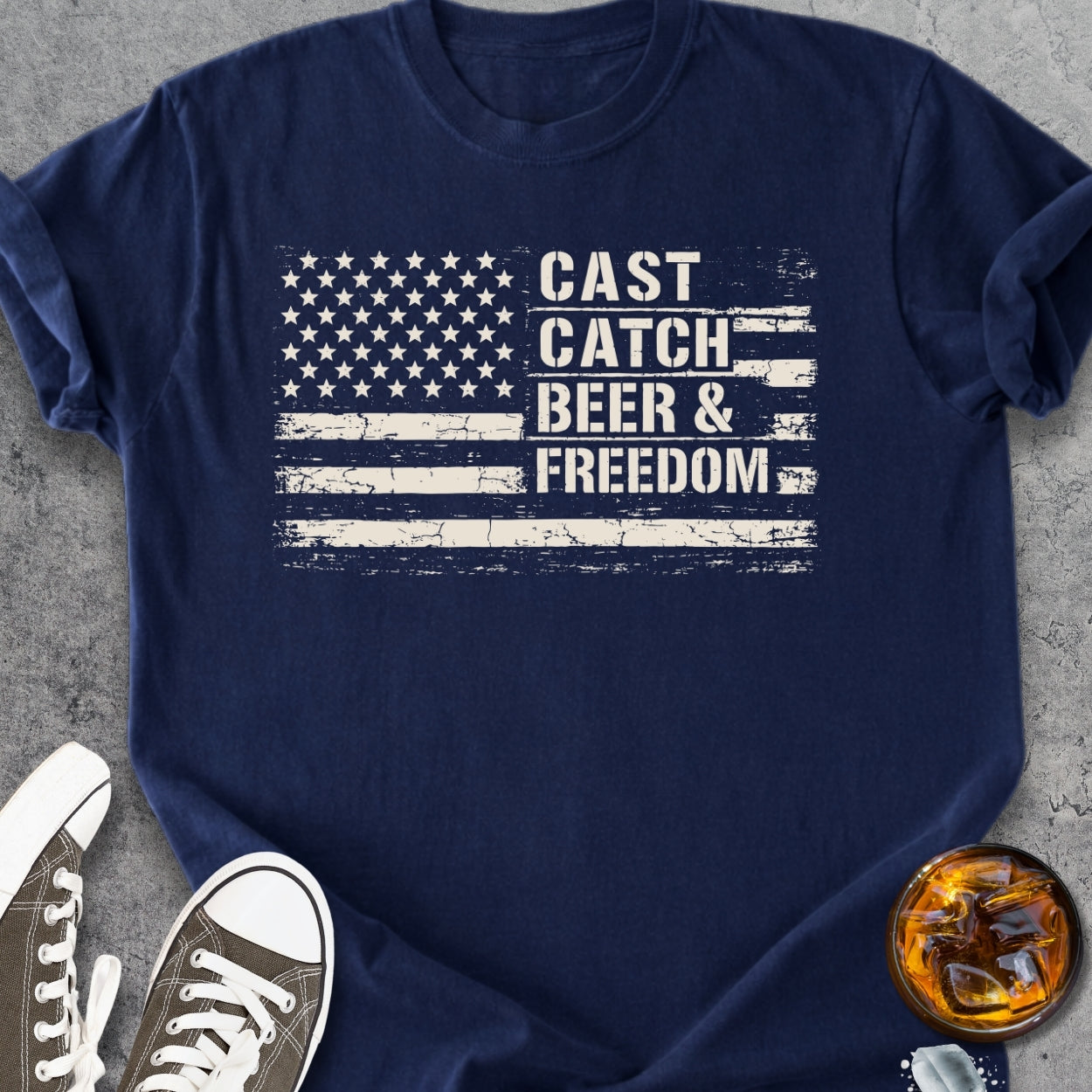 Cast, Catch, Beer, Freedom - Vintage Heavyweight Tee