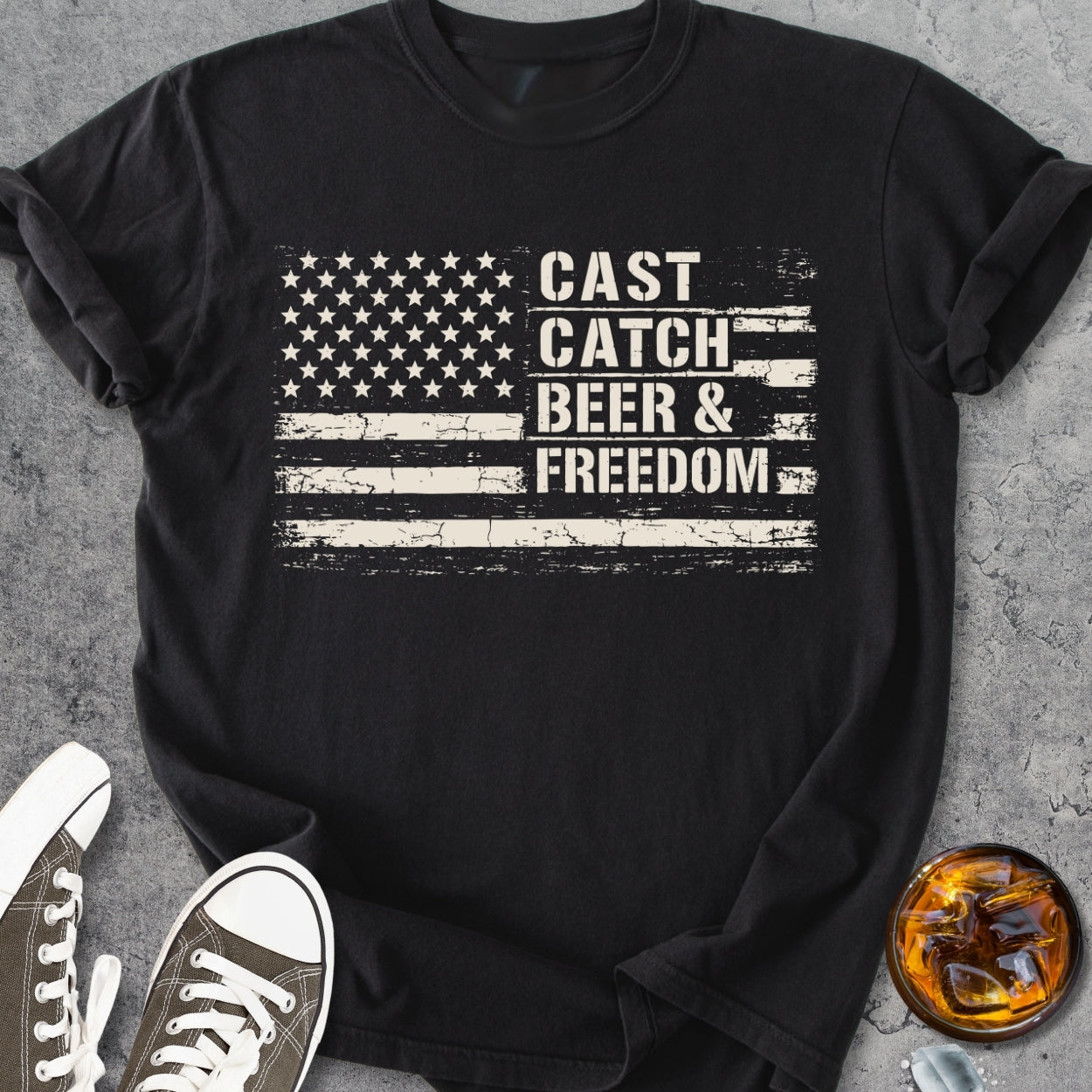 Cast, Catch, Beer, Freedom - Vintage Heavyweight Tee