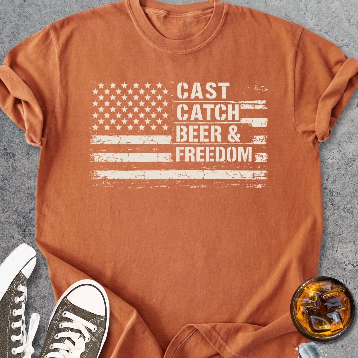 Cast, Catch, Beer, Freedom - Vintage Heavyweight Tee