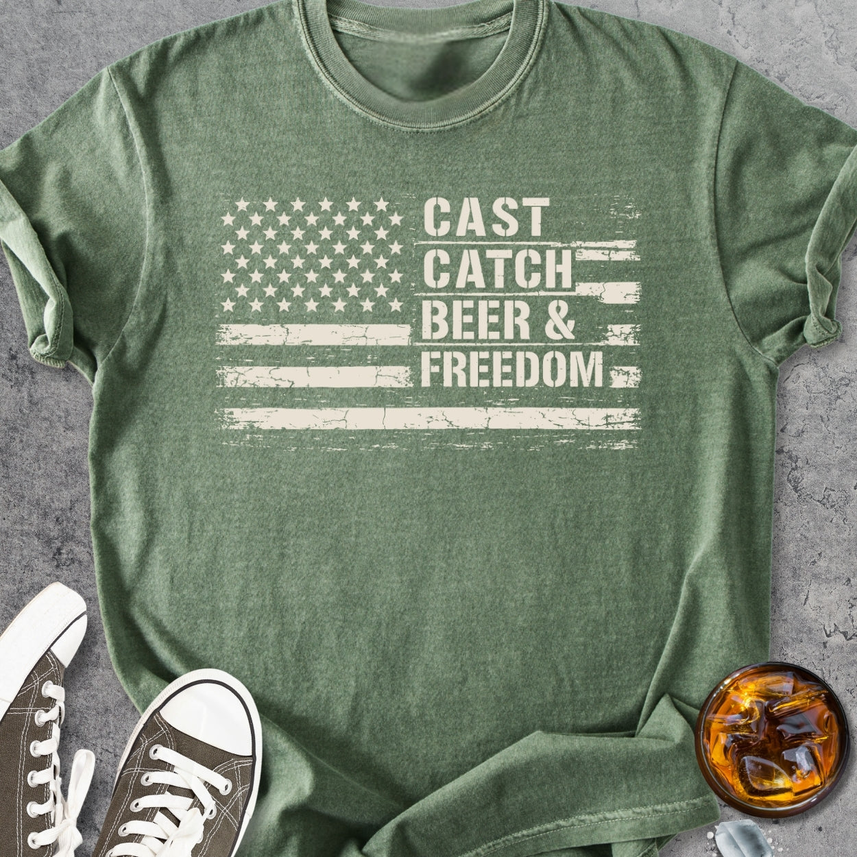 Cast, Catch, Beer, Freedom - Vintage Heavyweight Tee