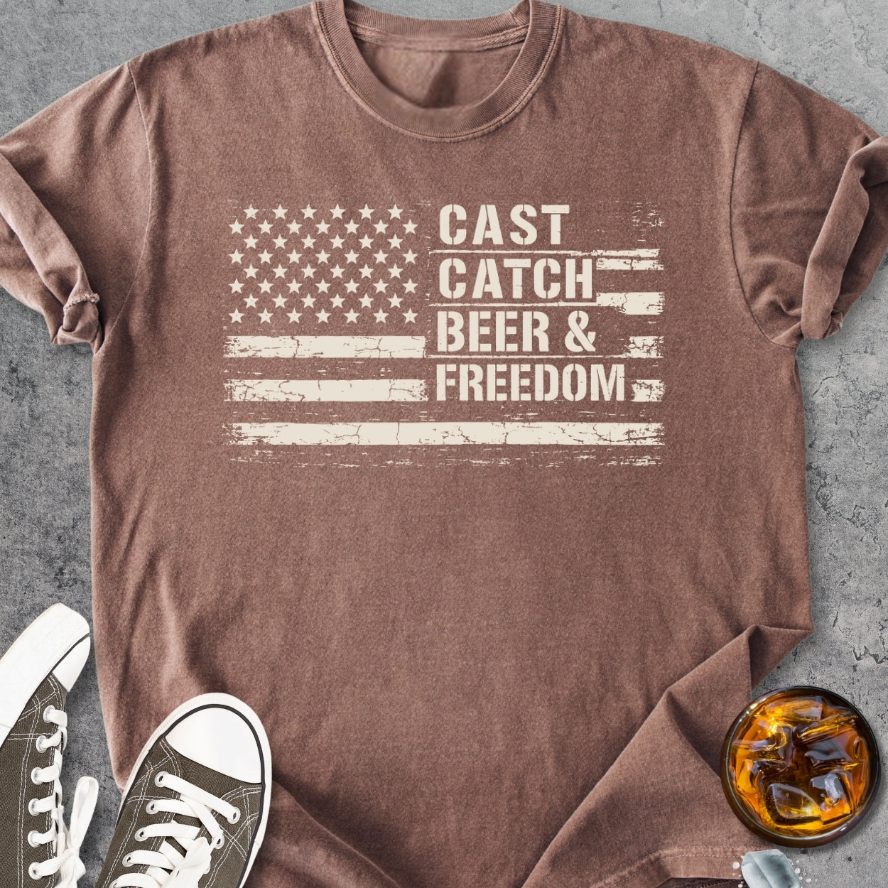 Cast, Catch, Beer, Freedom - Vintage Heavyweight Tee