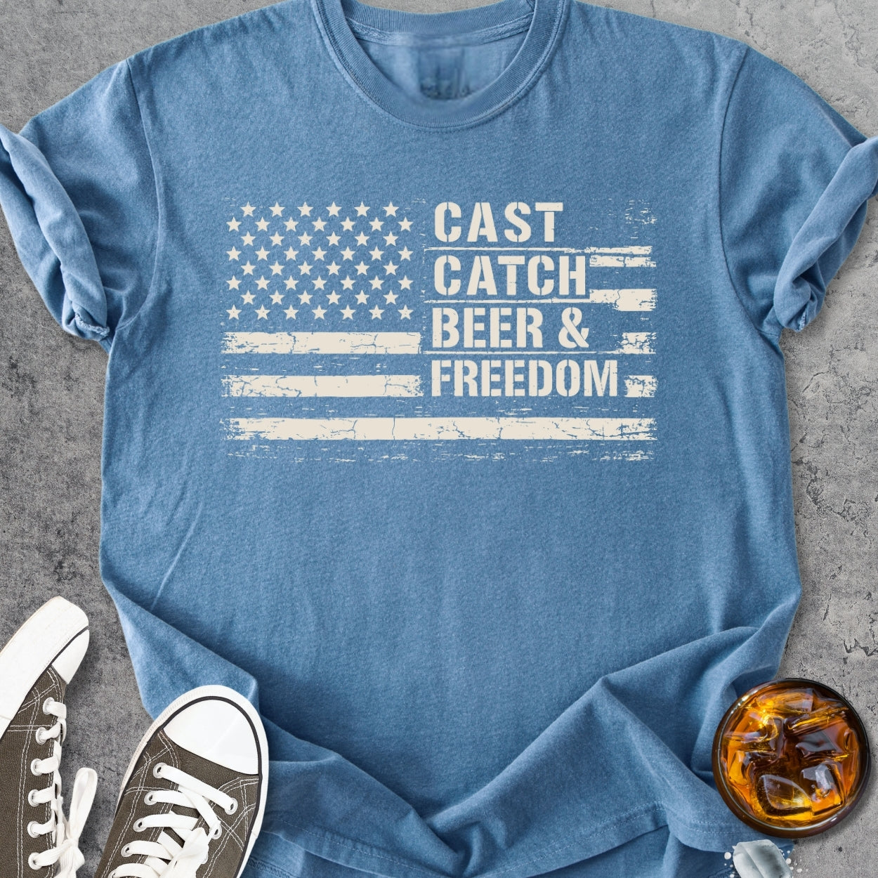 Cast, Catch, Beer, Freedom - Vintage Heavyweight Tee