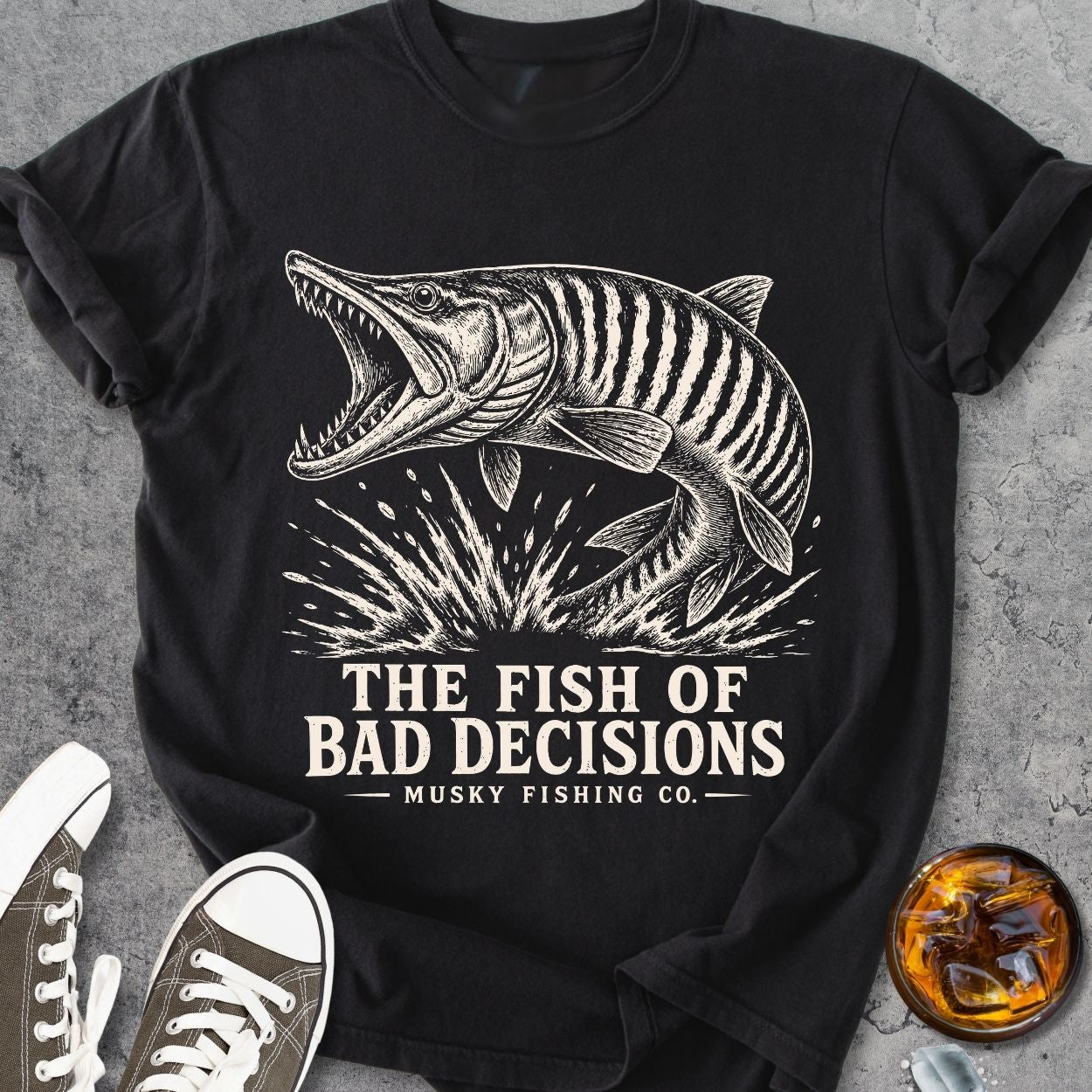 Musky - The Fish Of Bad Decisions - Vintage Heavyweight Tee