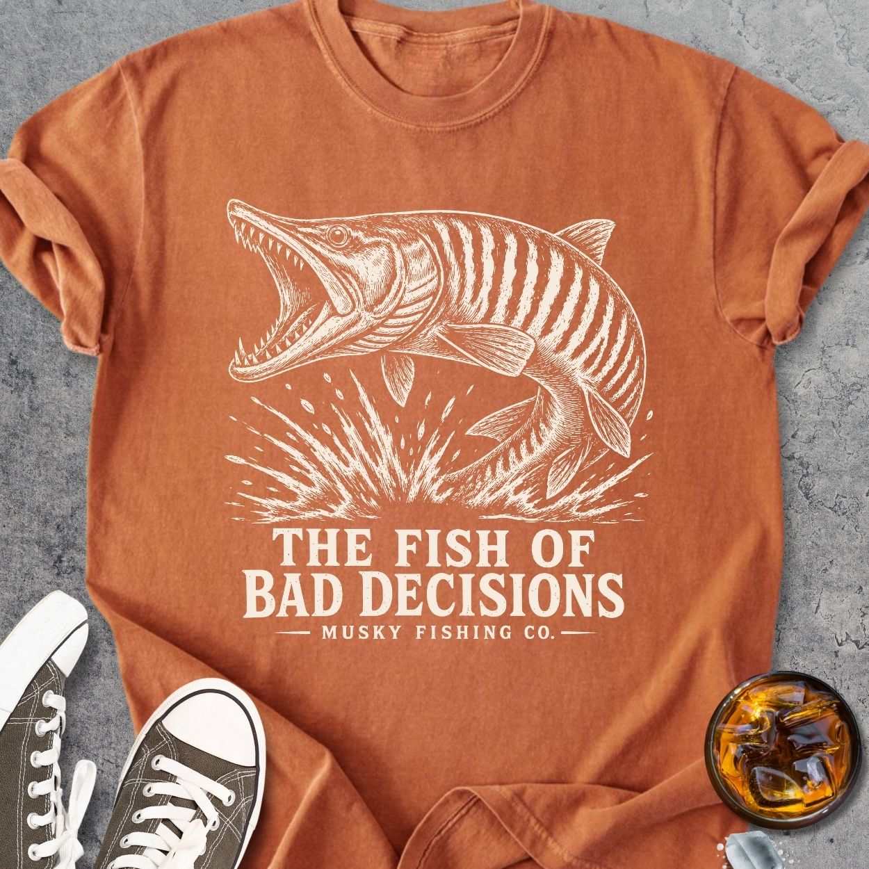 Musky - The Fish Of Bad Decisions - Vintage Heavyweight Tee