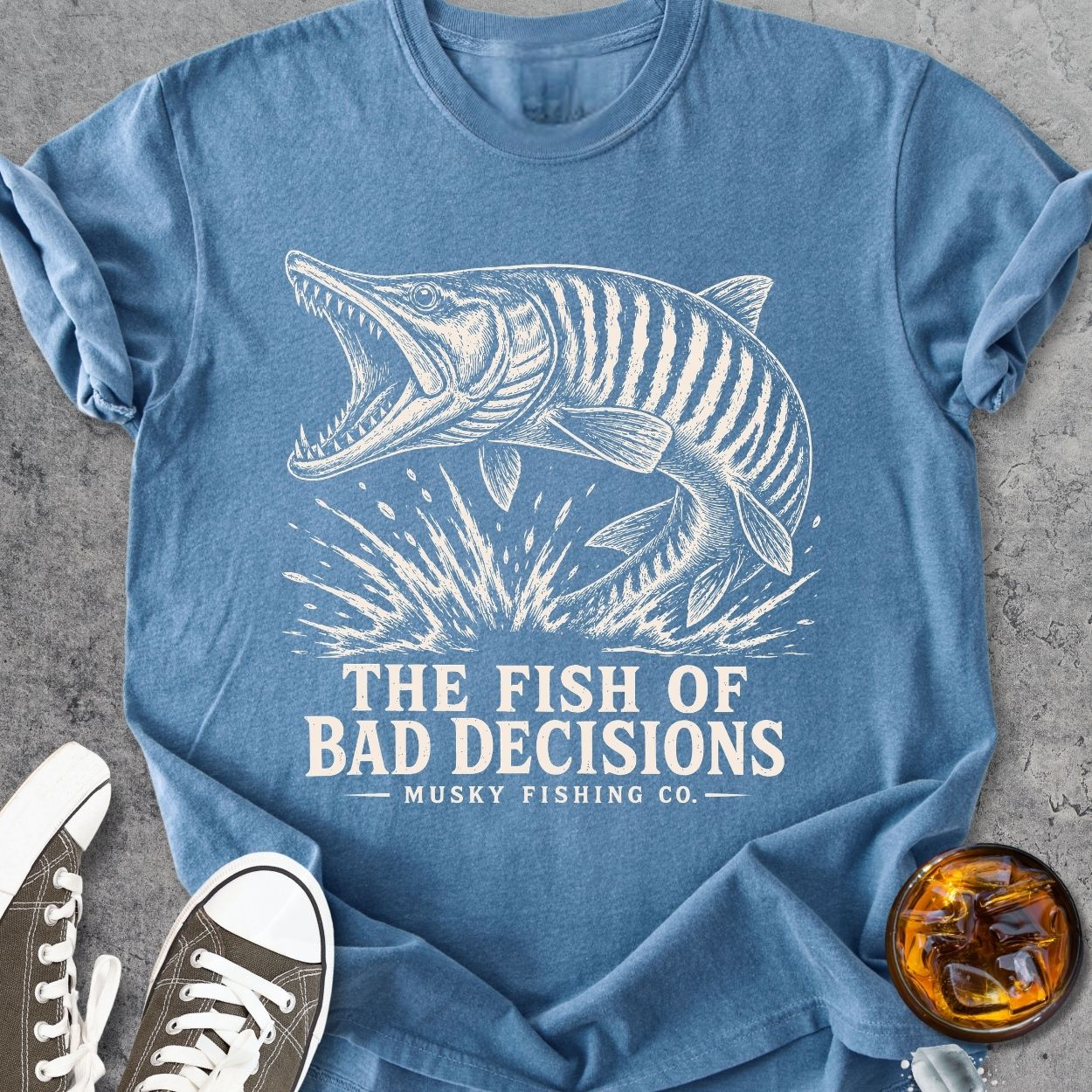 Musky - The Fish Of Bad Decisions - Vintage Heavyweight Tee