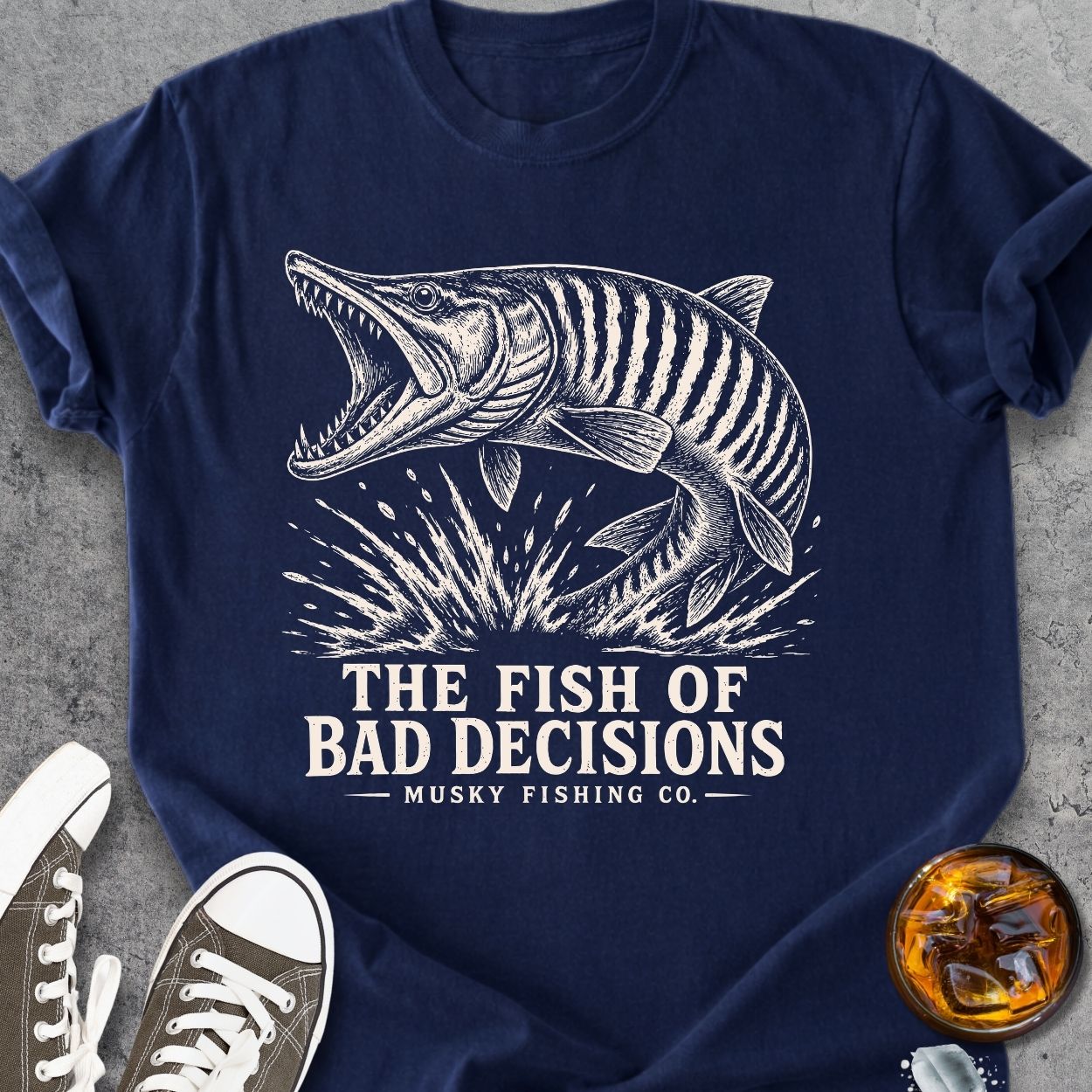 Musky - The Fish Of Bad Decisions - Vintage Heavyweight Tee