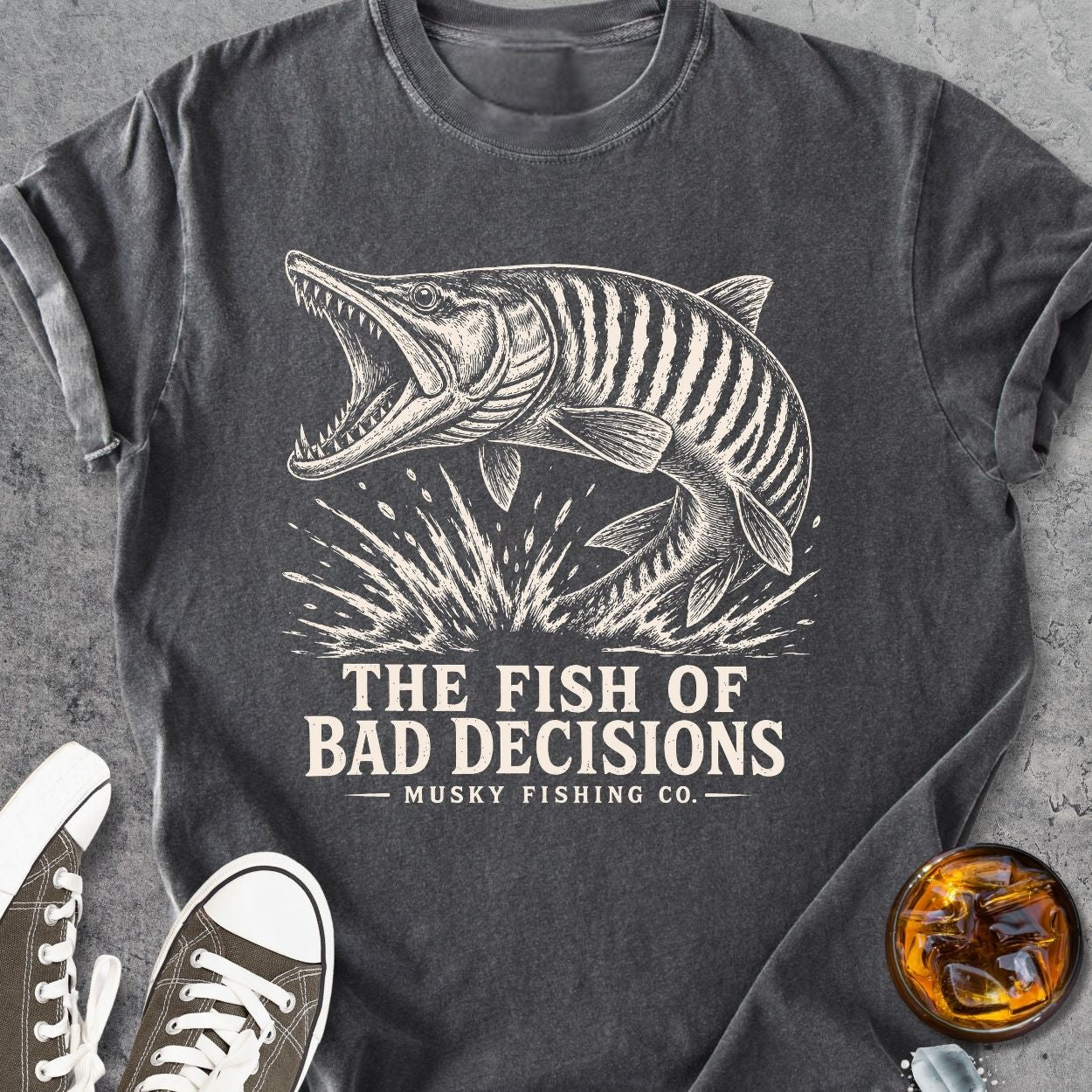 Musky - The Fish Of Bad Decisions - Vintage Heavyweight Tee