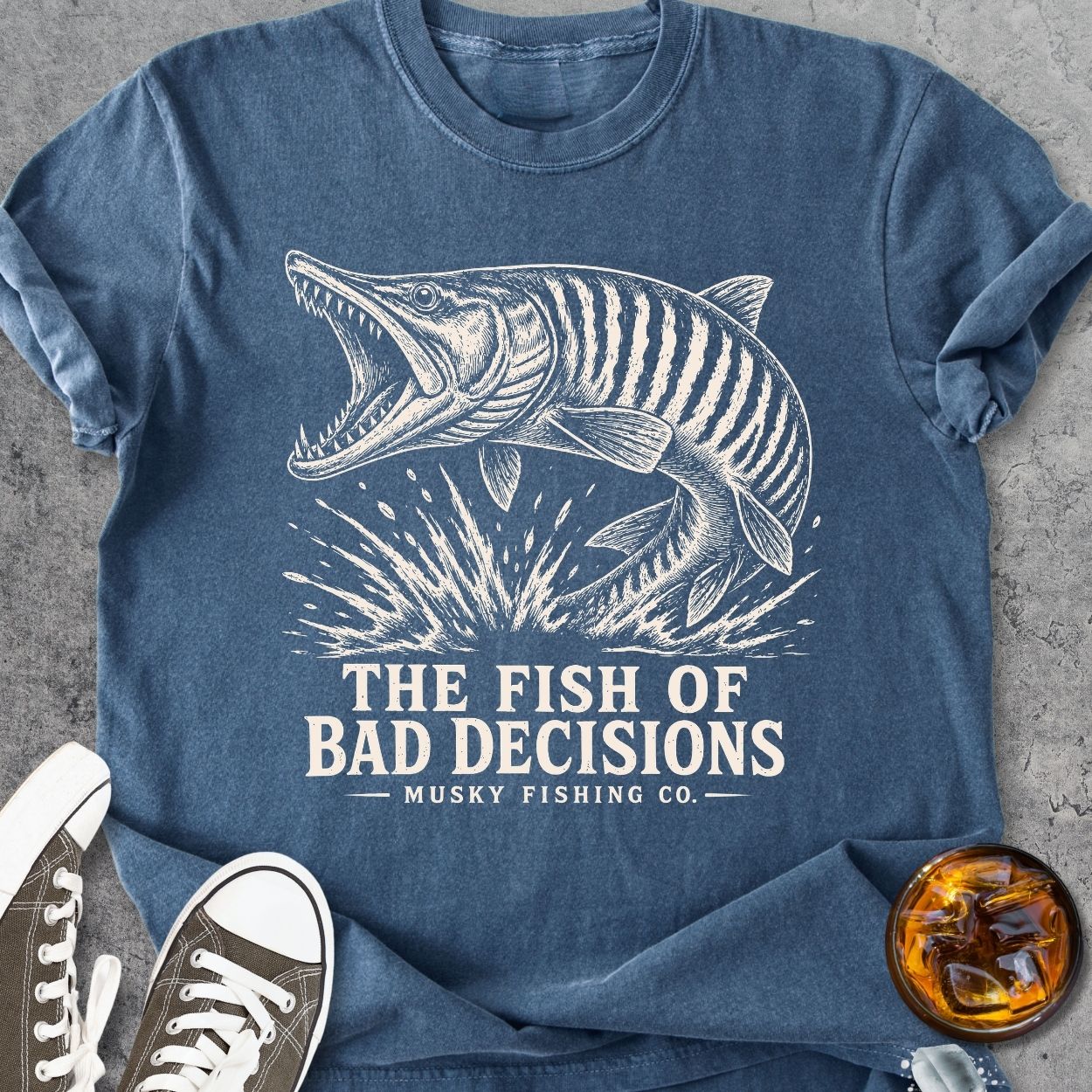 Musky - The Fish Of Bad Decisions - Vintage Heavyweight Tee
