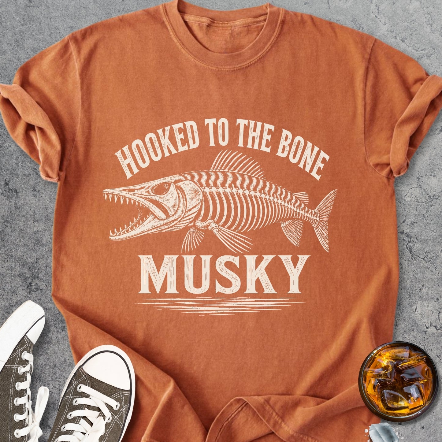 Hooked To The Bone Musky - Vintage Heavyweight Tee