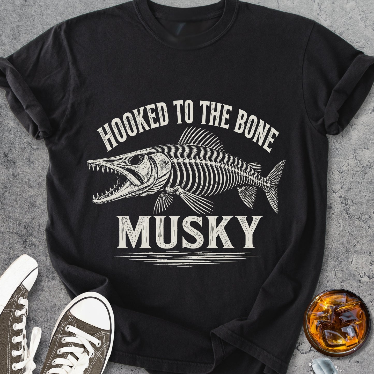 Hooked To The Bone Musky - Vintage Heavyweight Tee