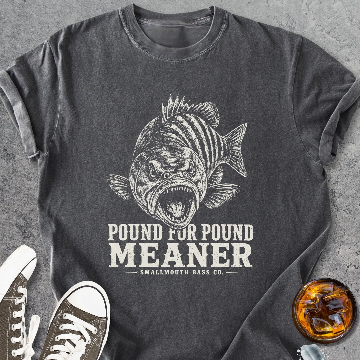 Pound For Pound Meaner Smallmouth Bass - Vintage Heavyweight Tee