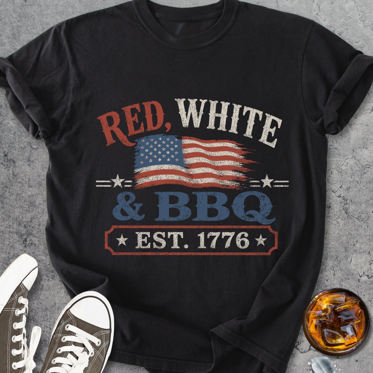 Red, White And BBQ - Premium Heavyweight Tee