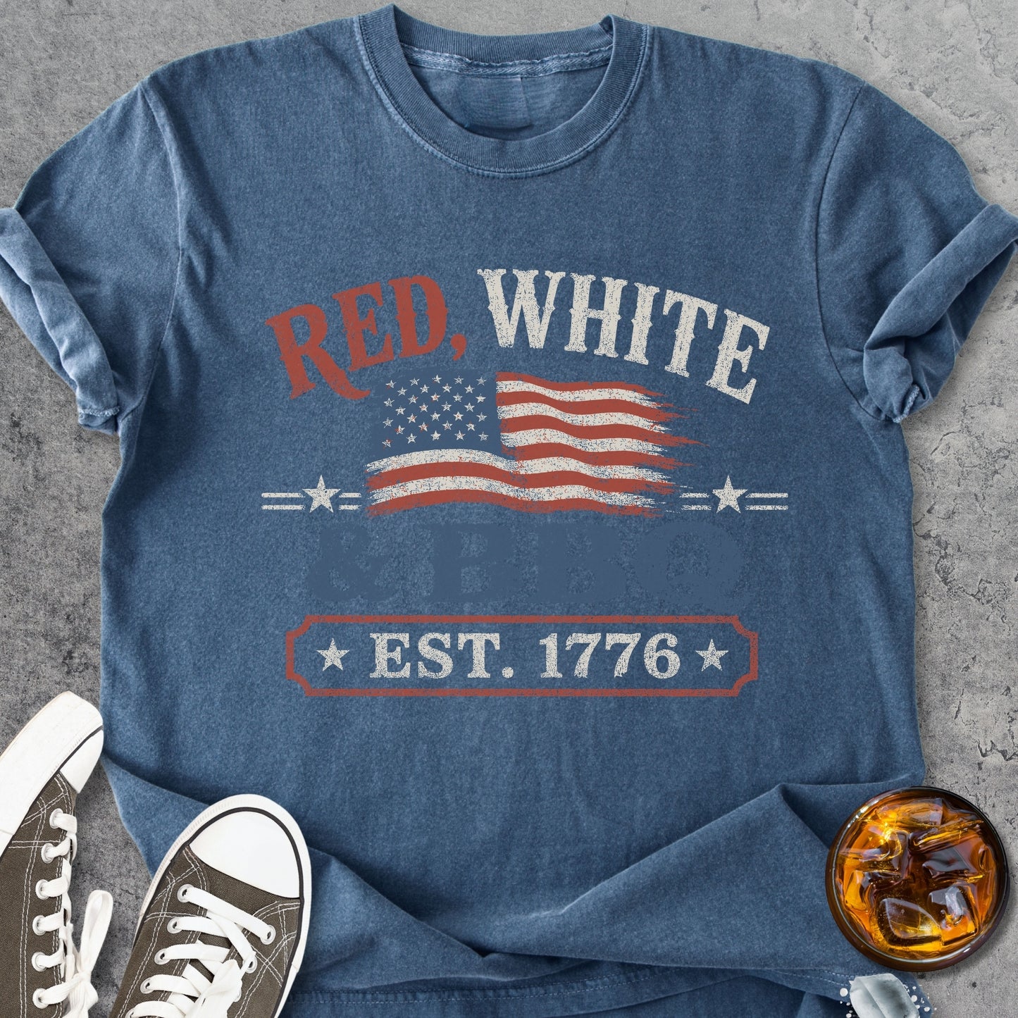 Red, White And BBQ - Premium Heavyweight Tee
