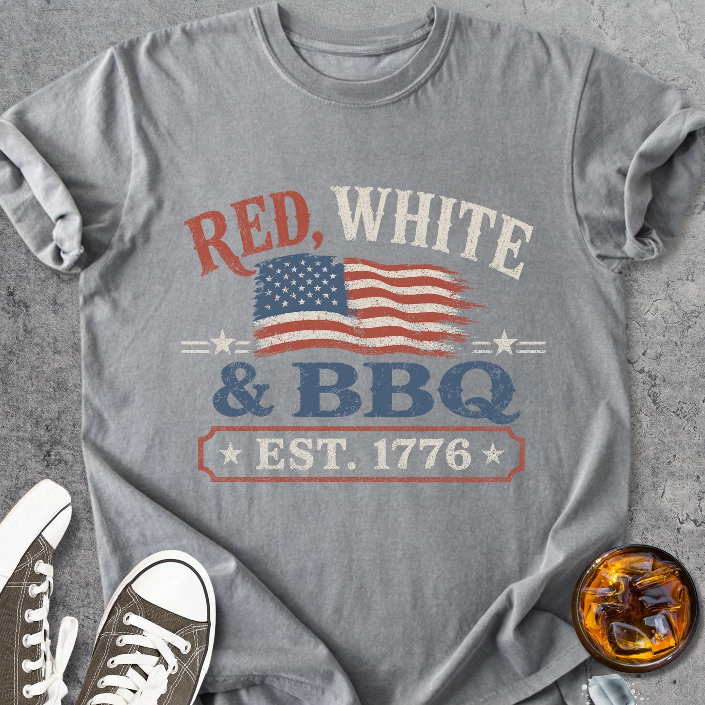Red, White And BBQ - Premium Heavyweight Tee