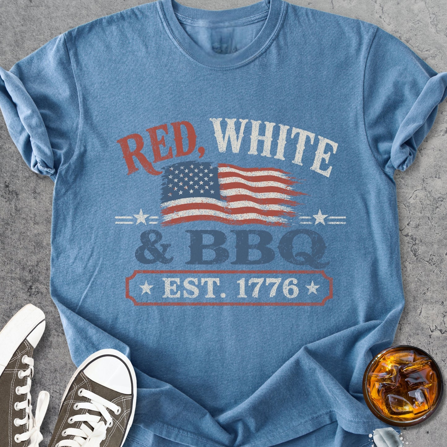 Red, White And BBQ - Premium Heavyweight Tee