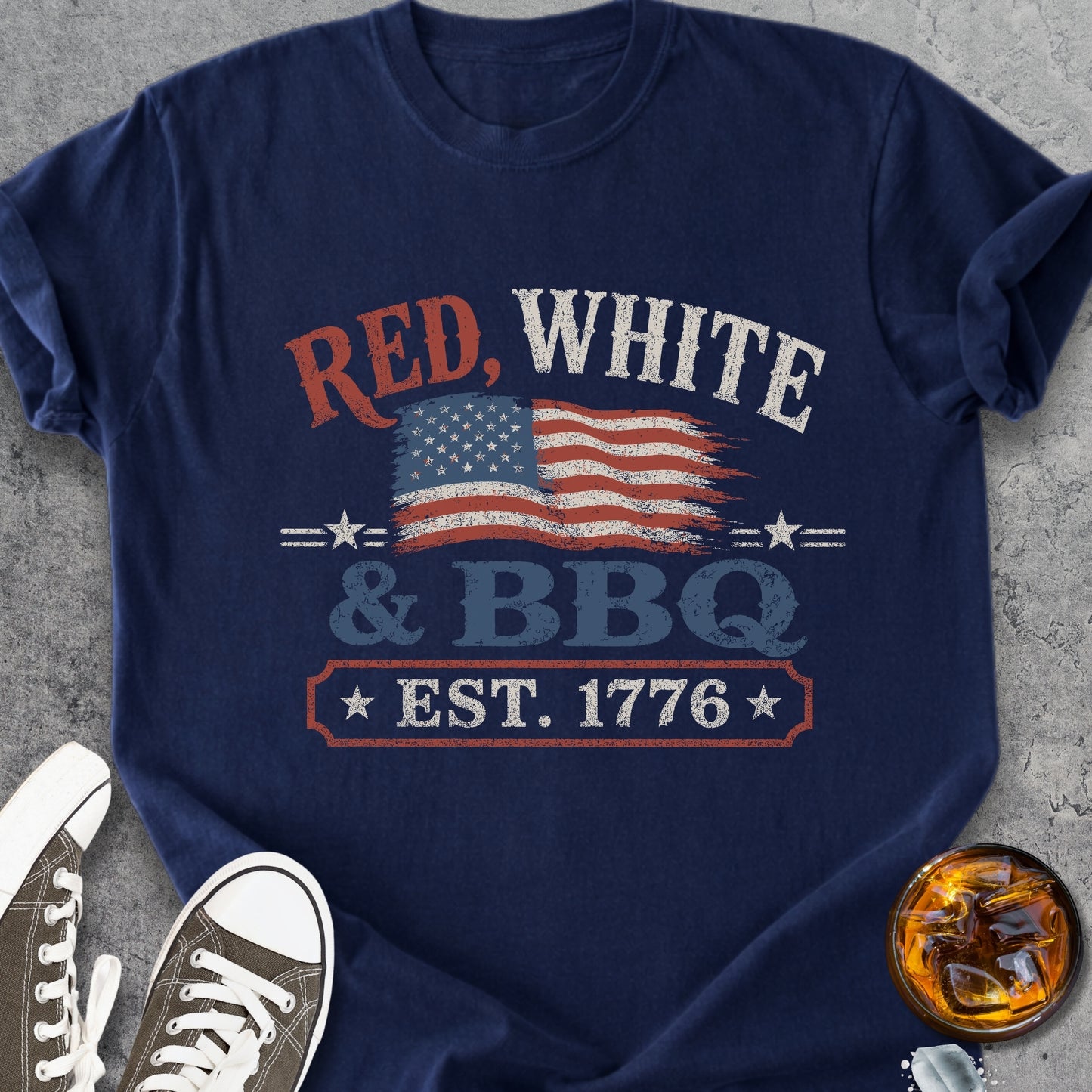 Red, White And BBQ - Premium Heavyweight Tee