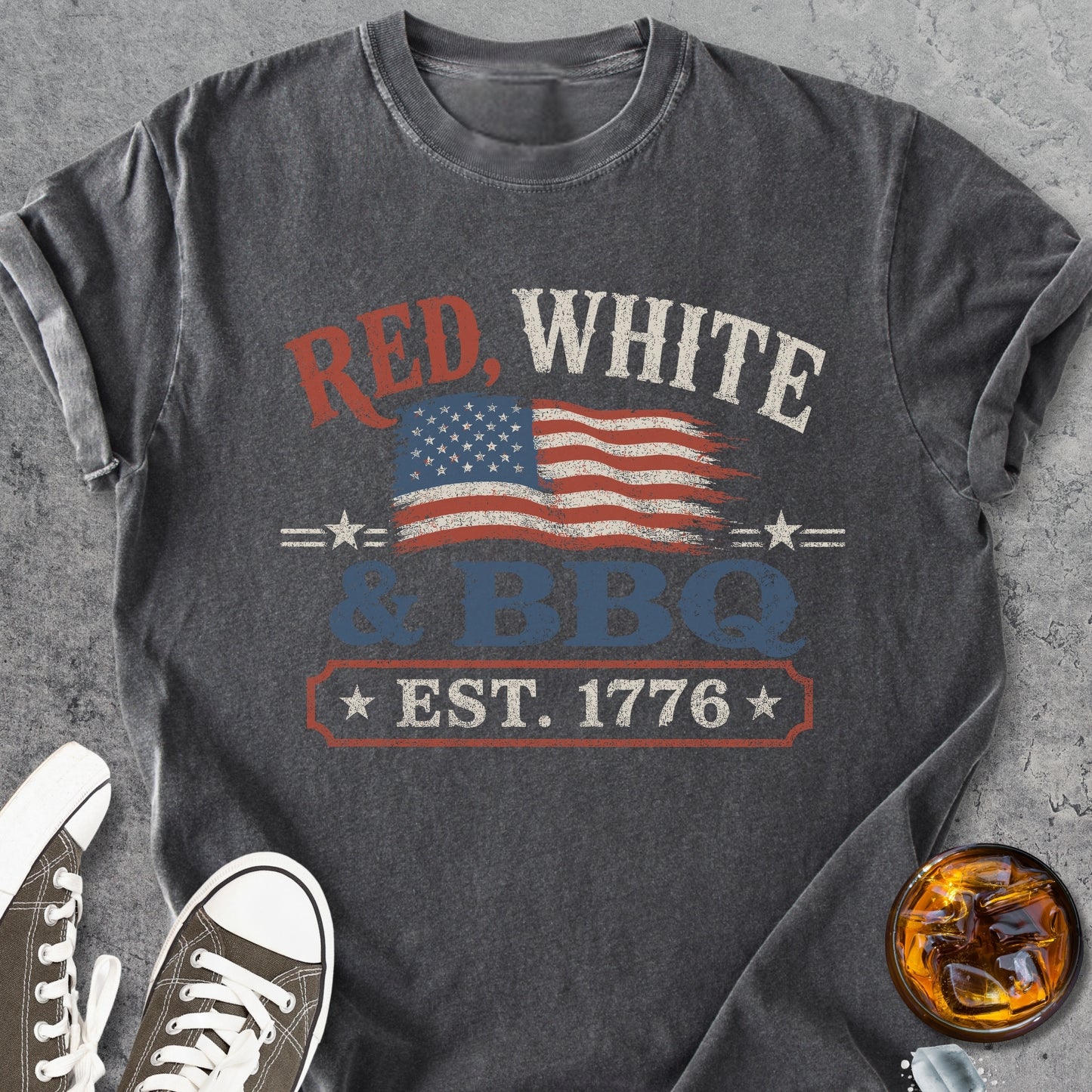 Red, White And BBQ - Premium Heavyweight Tee