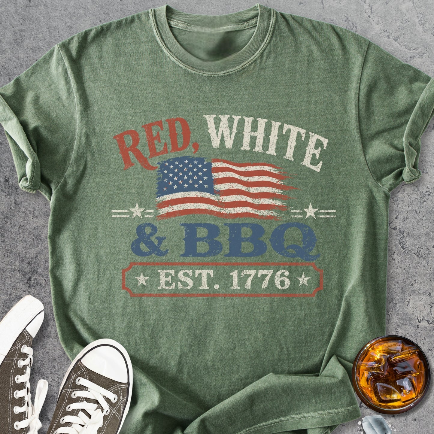 Red, White And BBQ - Premium Heavyweight Tee