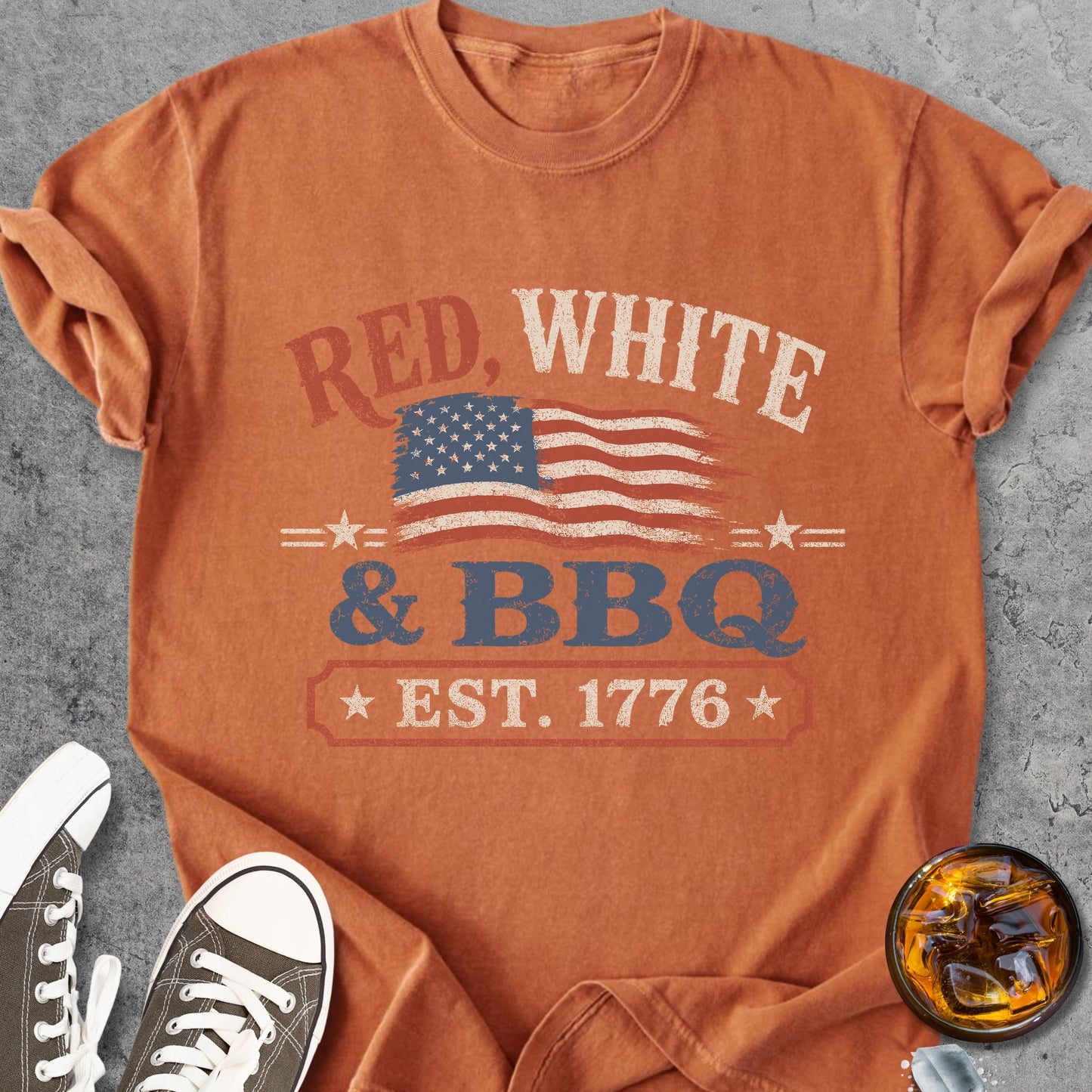 Red, White And BBQ - Premium Heavyweight Tee