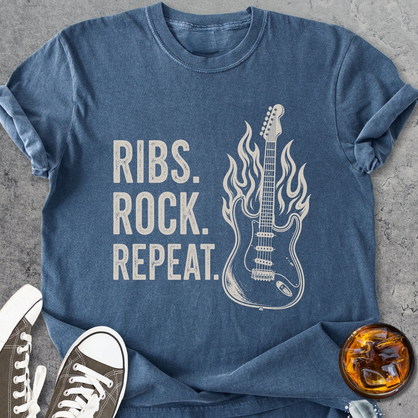 Ribs, Rock, Repeat - Premium Heavyweight Tee