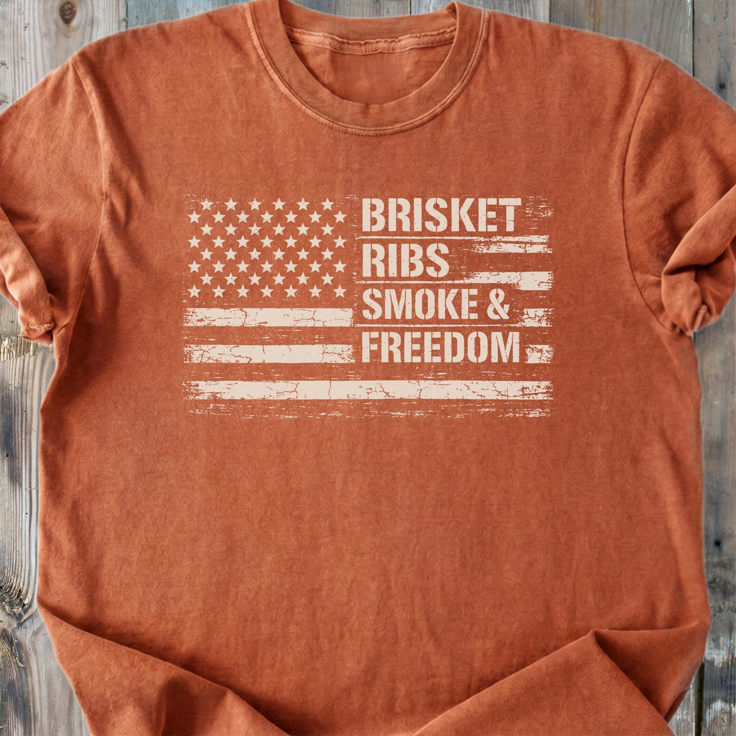 Brisket Ribs Smoke And Freedom - Premium Heavyweight Tee