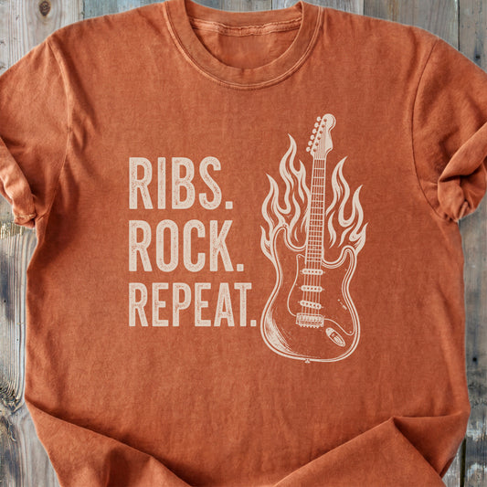 Ribs, Rock, Repeat - Premium Heavyweight Tee