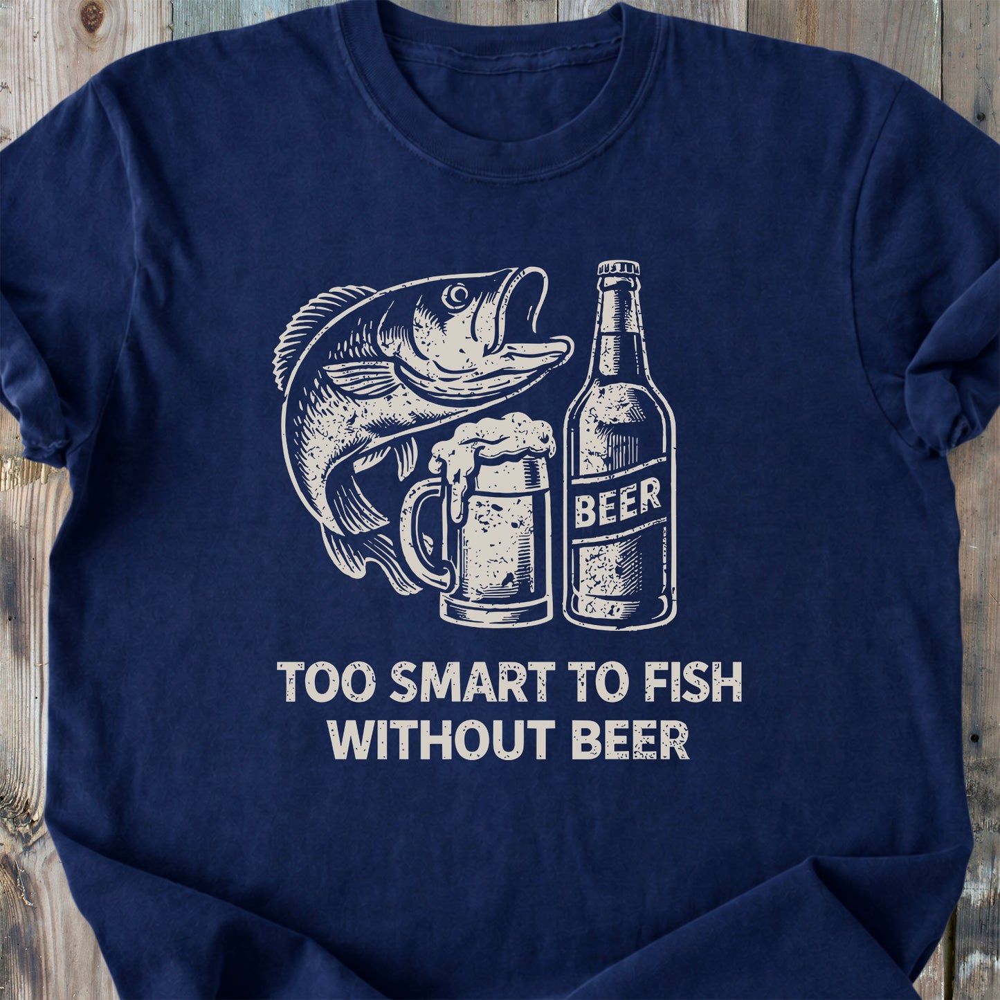 Too Smart To Fish Without Beer - Premium Heavyweight Tee