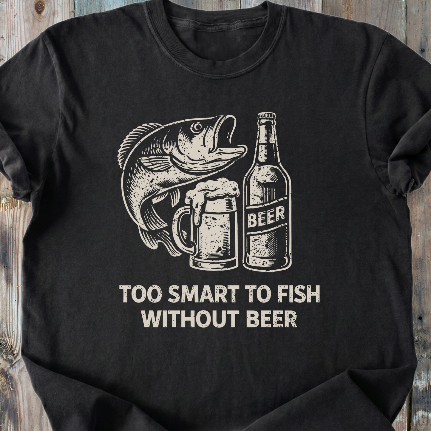 Too Smart To Fish Without Beer - Premium Heavyweight Tee