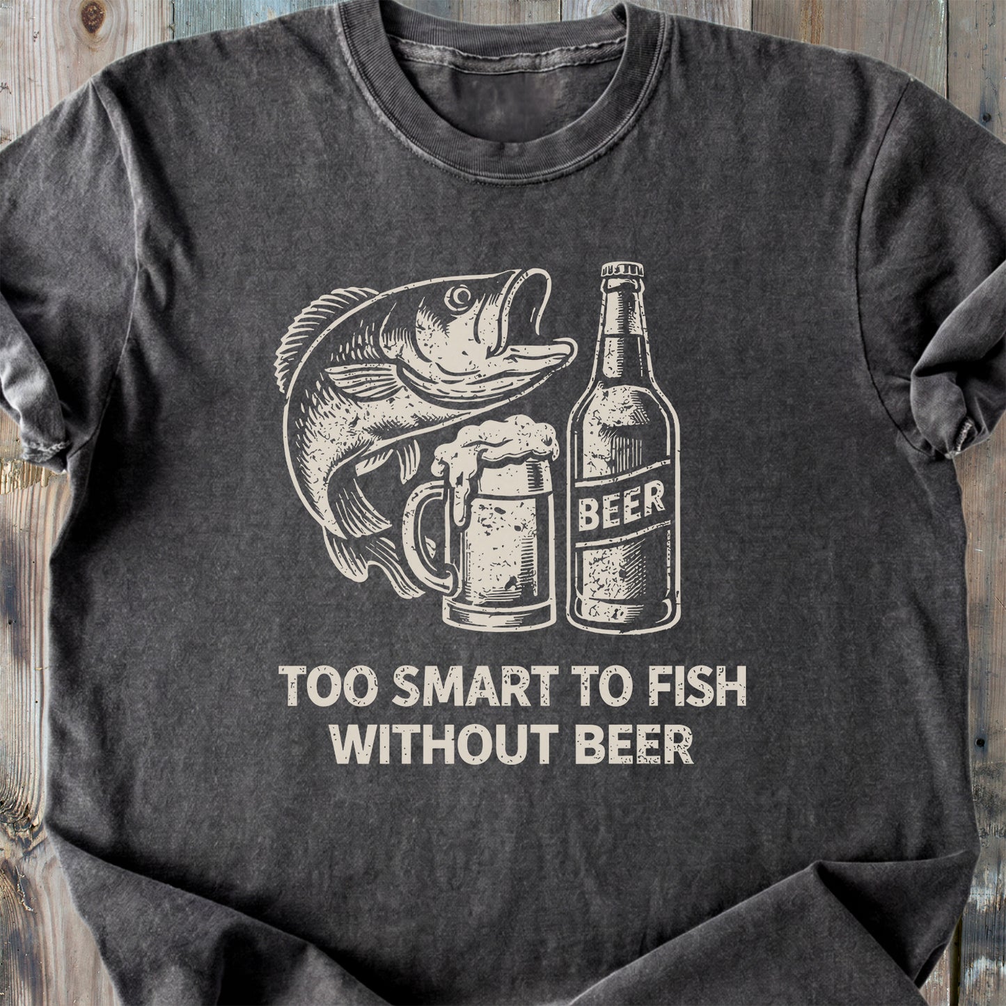 Too Smart To Fish Without Beer - Premium Heavyweight Tee