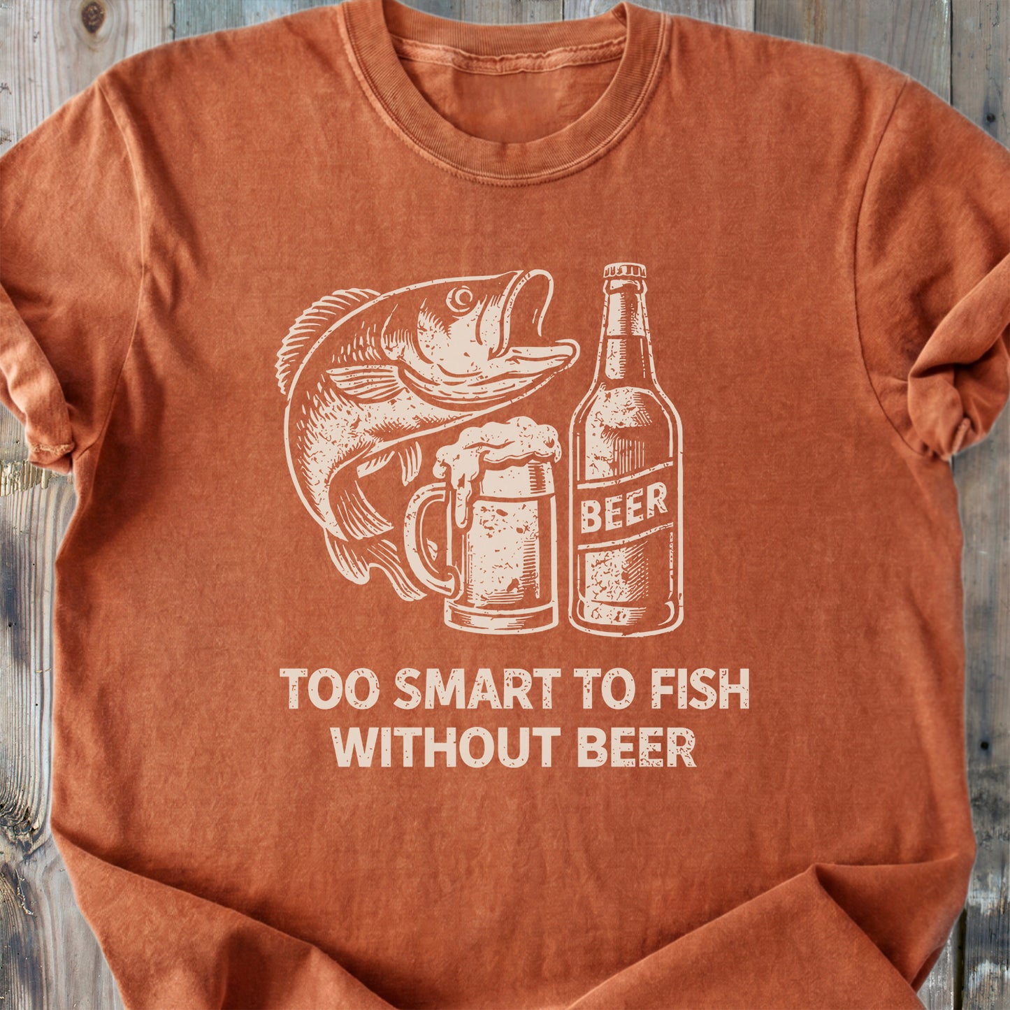 Too Smart To Fish Without Beer - Premium Heavyweight Tee