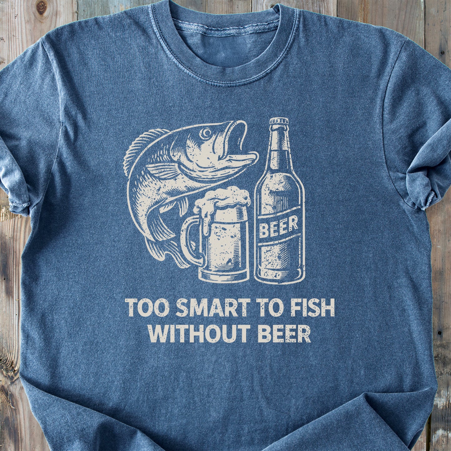 Too Smart To Fish Without Beer - Premium Heavyweight Tee