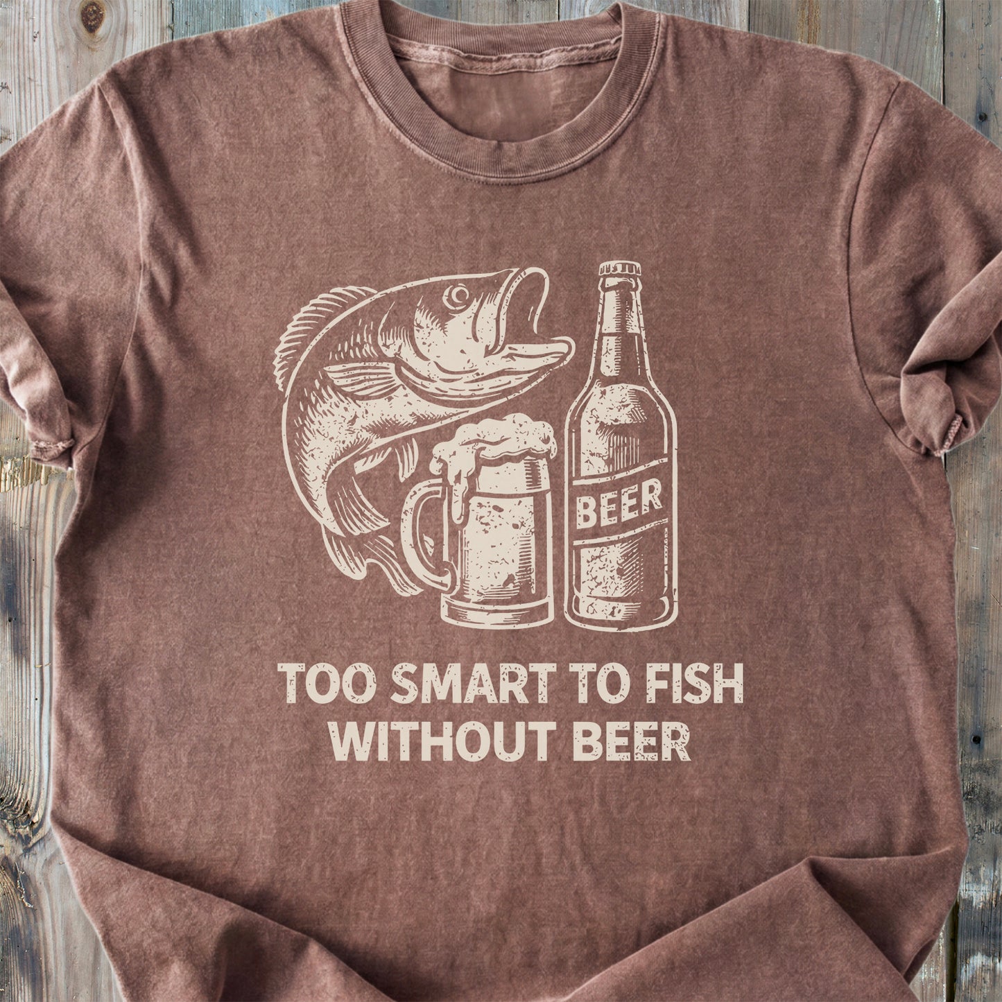 Too Smart To Fish Without Beer - Premium Heavyweight Tee